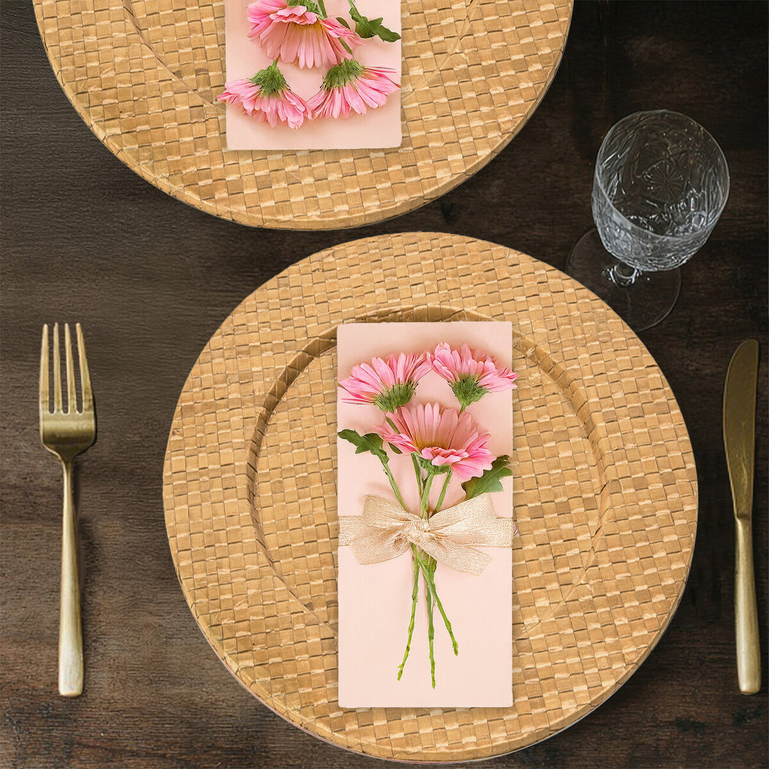 Set of Four 33cm Dia Pandanus Natural Charger Plates - Image 4