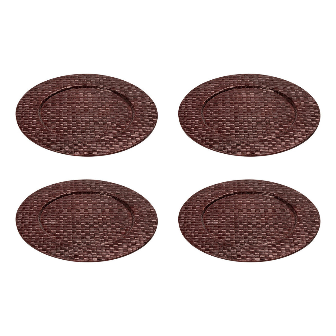 Set of Four 33cm Dia Pandanus Brown Charger Plates
