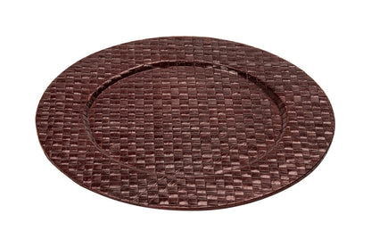 Set of Four 33cm Dia Pandanus Brown Charger Plates