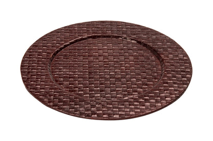 Set Of Four 33cm Dia Pandanus Brown Charger Plates