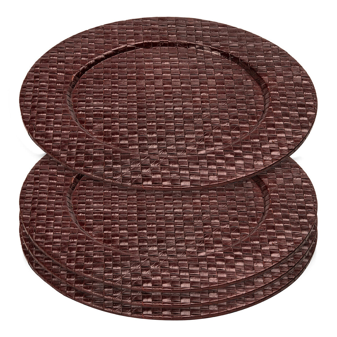 Set of Four 33cm Dia Pandanus Brown Charger Plates - Image 6