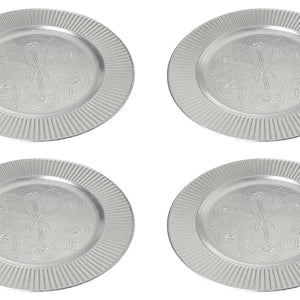 Set of Four 33cm Dia Redbud Silver Charger Plates | Redbud