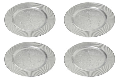 Set of Four 33cm Dia Redbud Silver Charger Plates