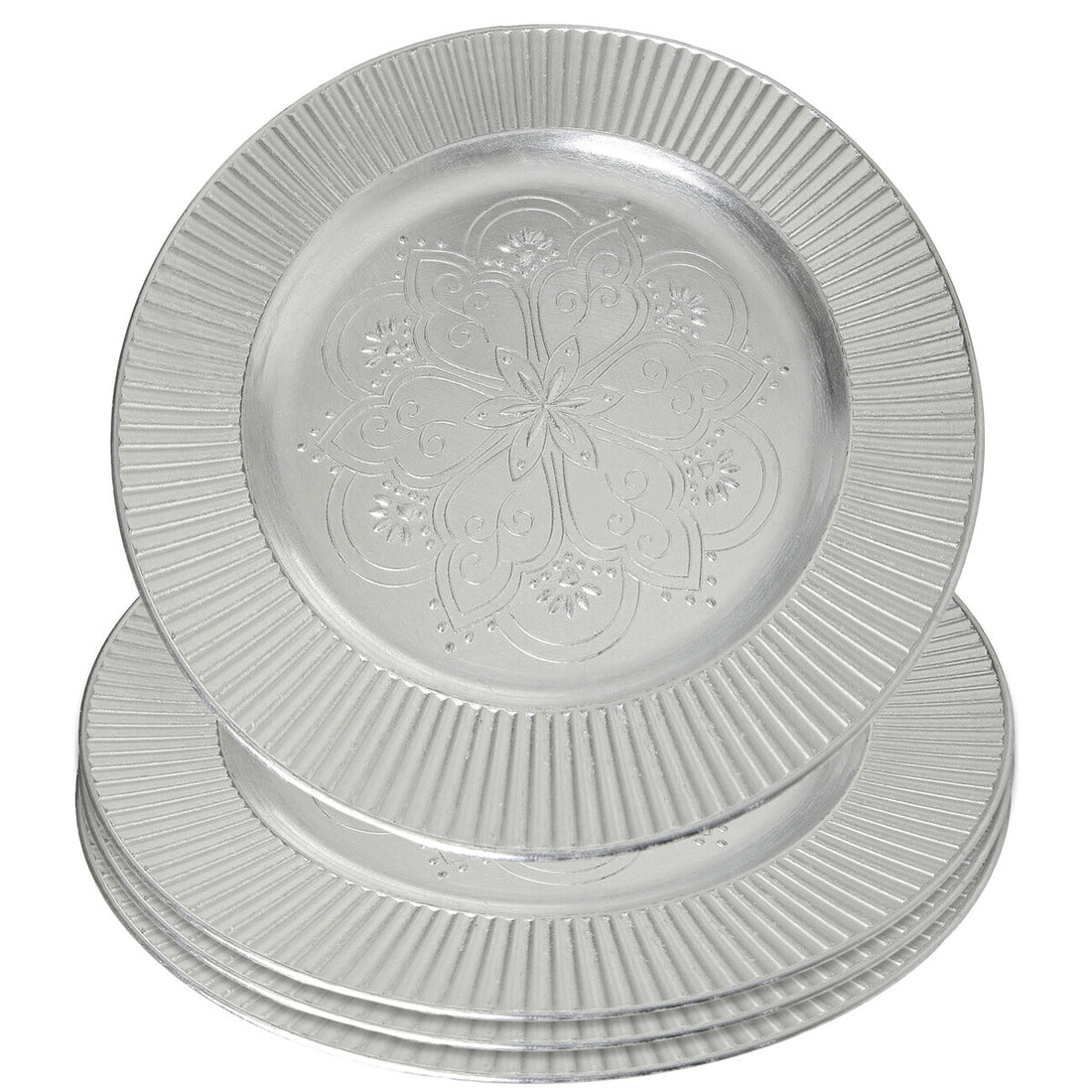 Set of Four 33cm Dia Redbud Silver Charger Plates - Image 6
