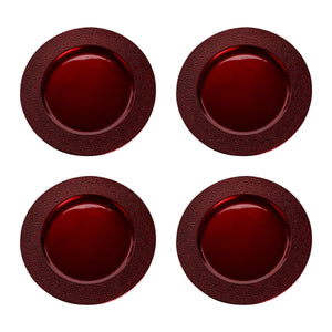 Set of Four 33cm Paxton Red Pebble Effect Charger Plates | Paxton