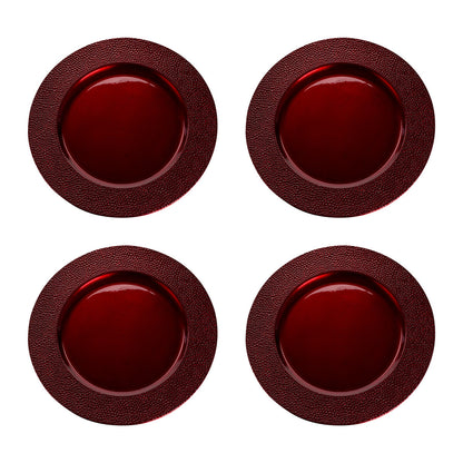 Set of Four 33cm Paxton Red Pebble Effect Charger Plates