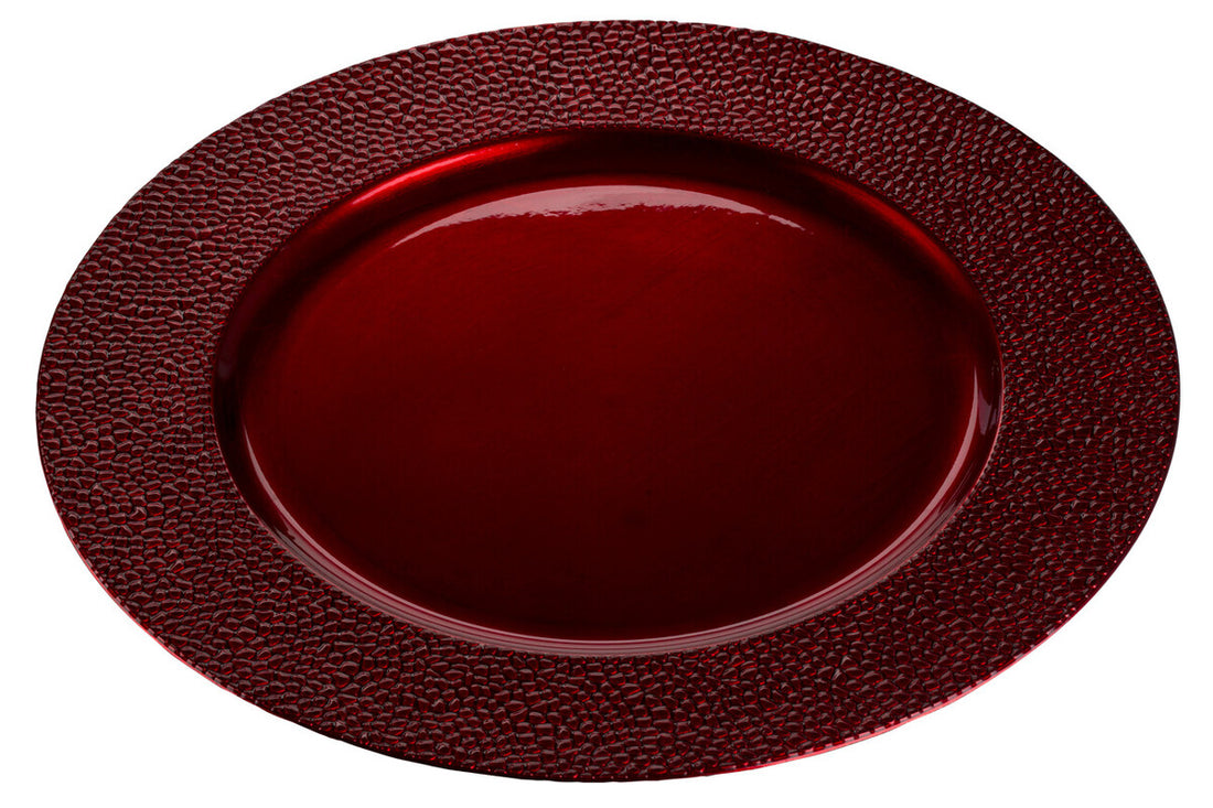 Set of Four 33cm Paxton Red Pebble Effect Charger Plates