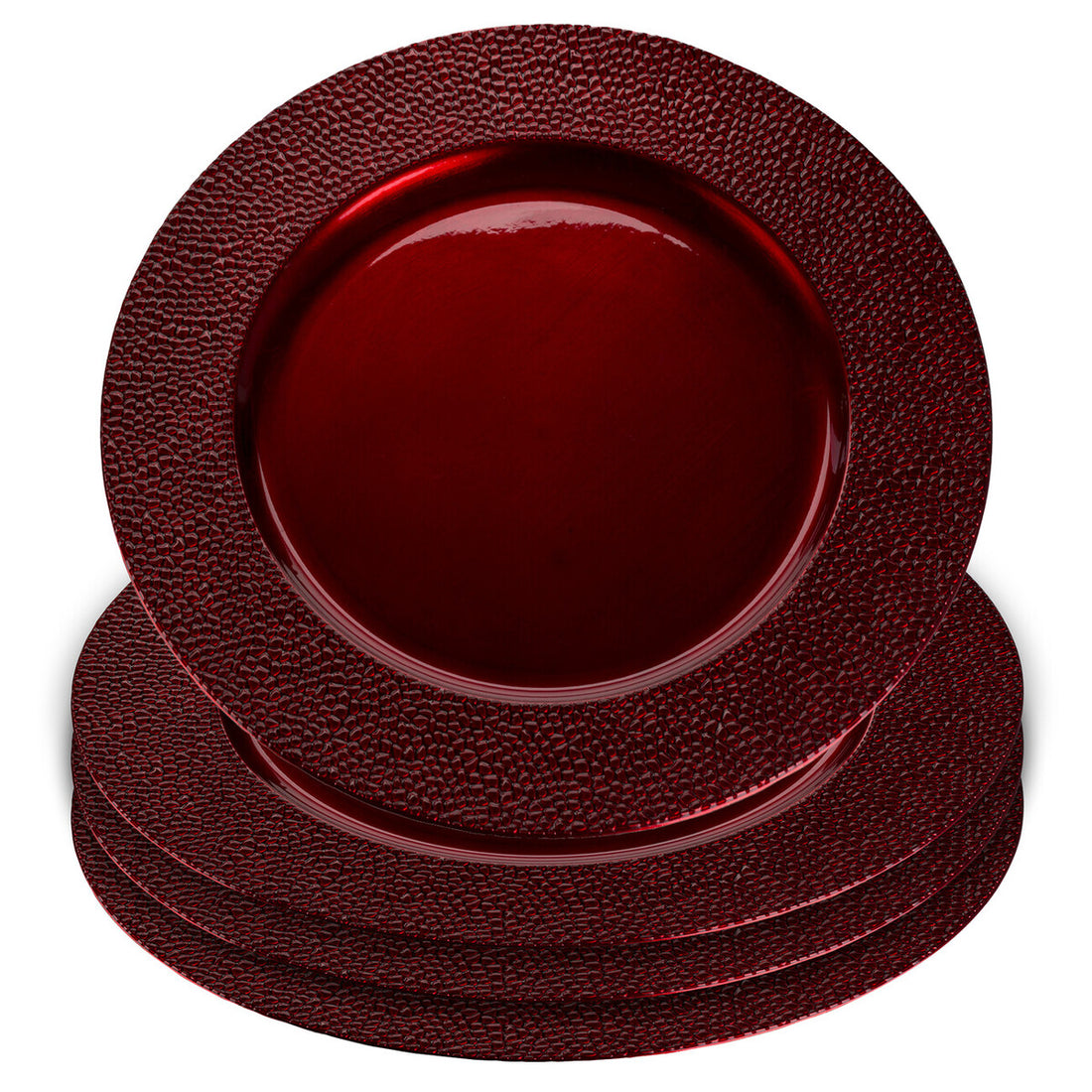 Set of Four 33cm Paxton Red Pebble Effect Charger Plates - Image 6