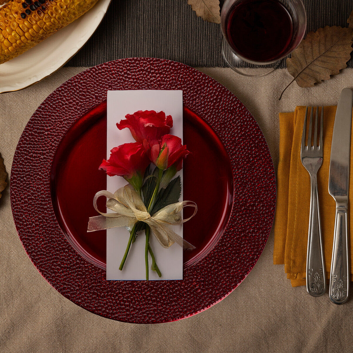 Set of Four 33cm Paxton Red Pebble Effect Charger Plates
