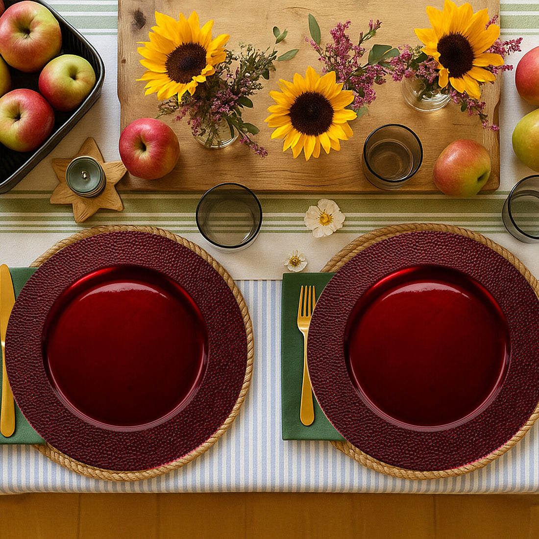 Set of Four 33cm Paxton Red Pebble Effect Charger Plates - Image 4