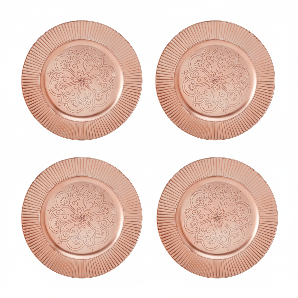 Set of 4 Redbud Rose Gold Charger Plates