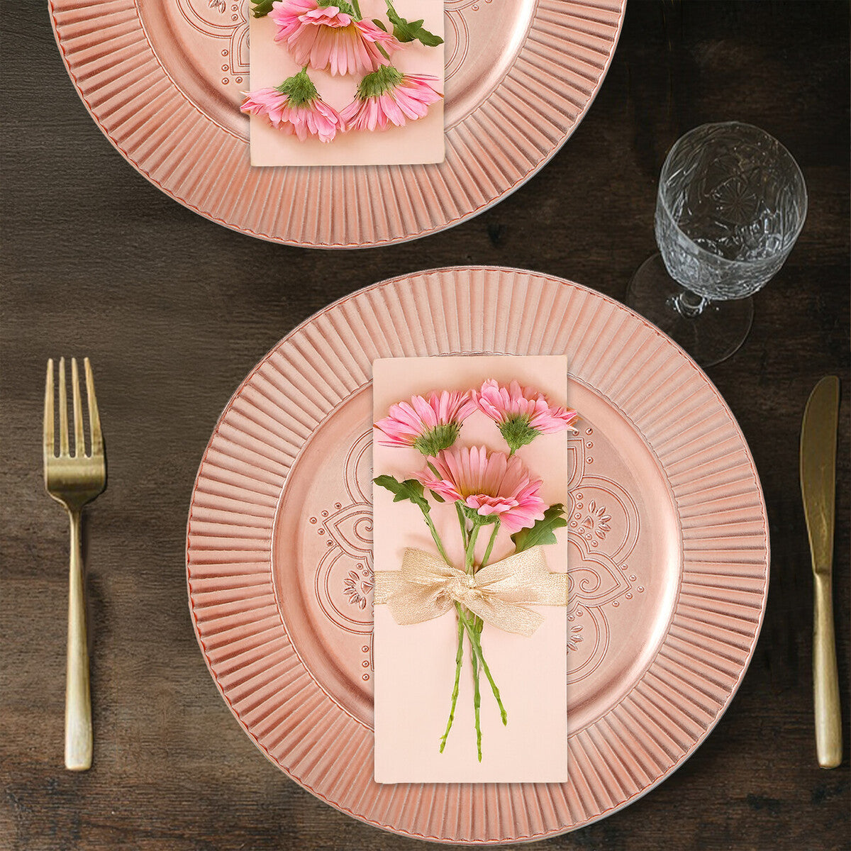 Set of 4 Redbud Rose Gold Charger Plates