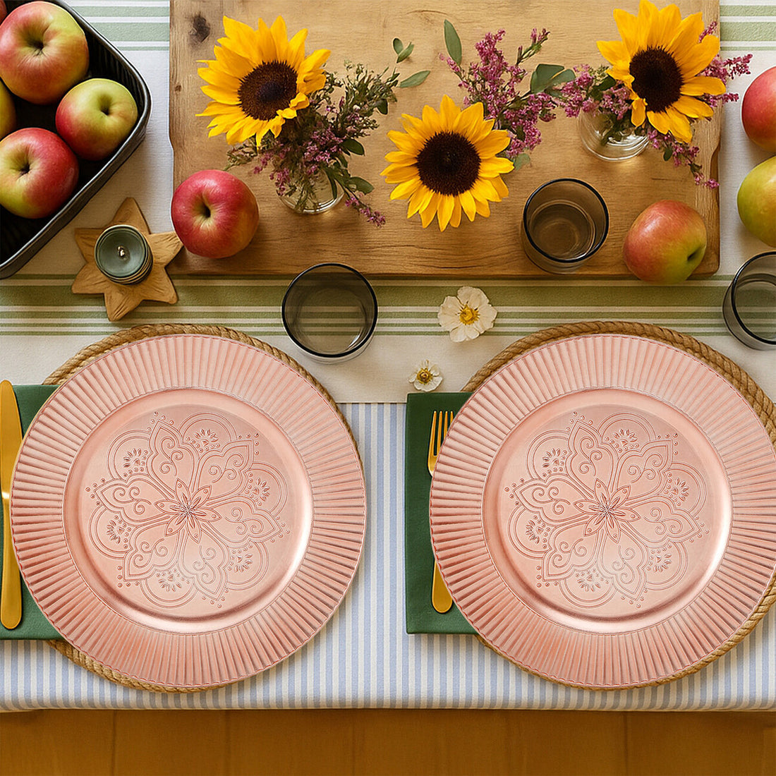 Set of 4 Redbud Rose Gold Charger Plates - Image 4