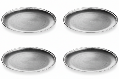 Set of Four 33cm Dia Radiance Silver Decorative Chargers