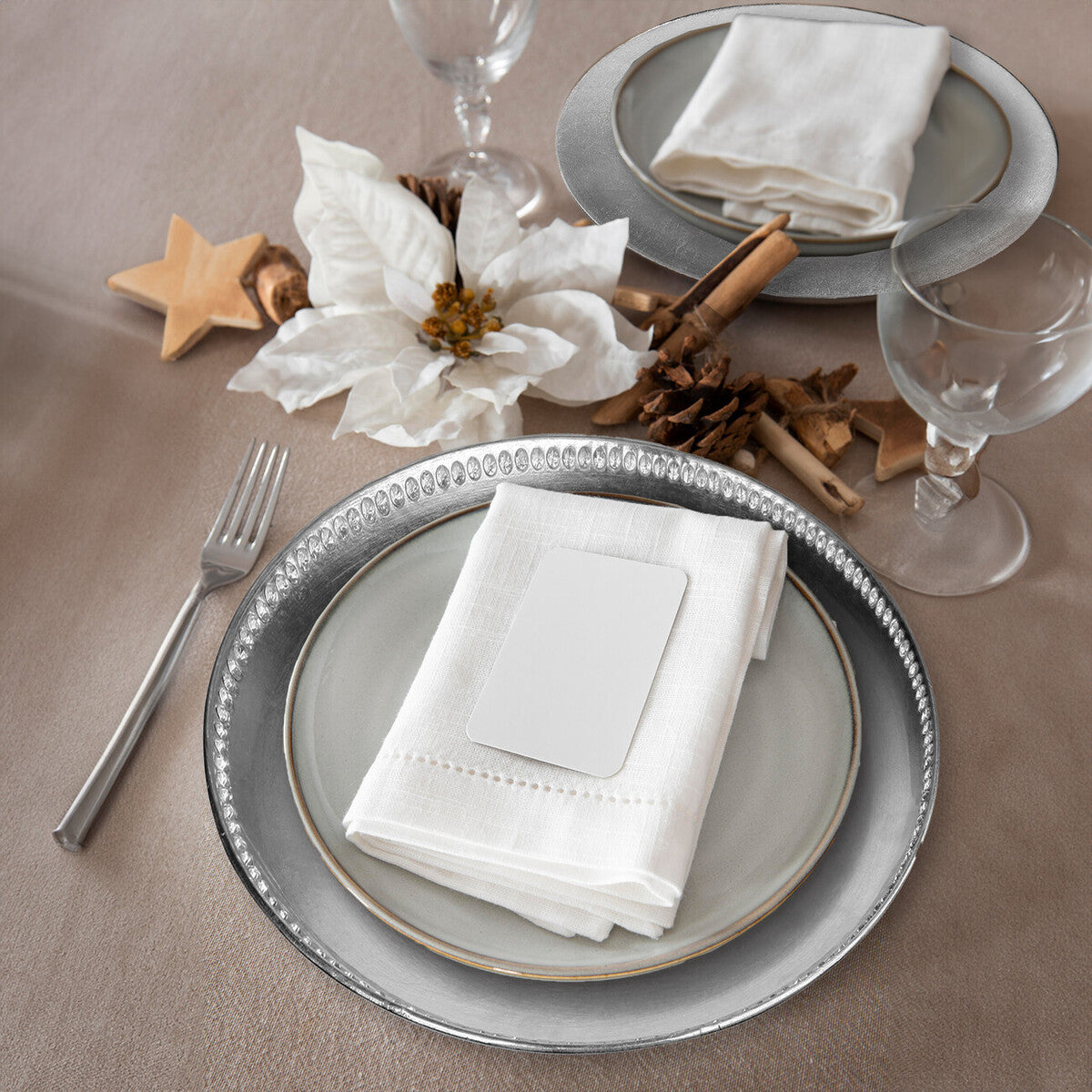 Set of Four 33cm Dia Radiance Silver Decorative Chargers