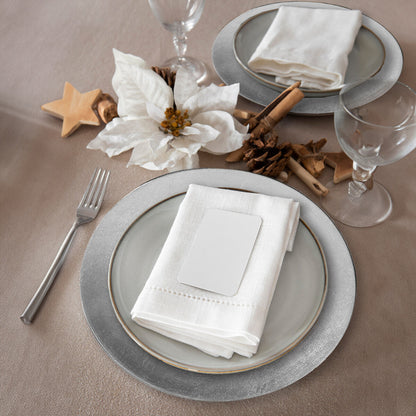 Set of Four 33cm Dia Flat Style Silver Decorative Charger Plates