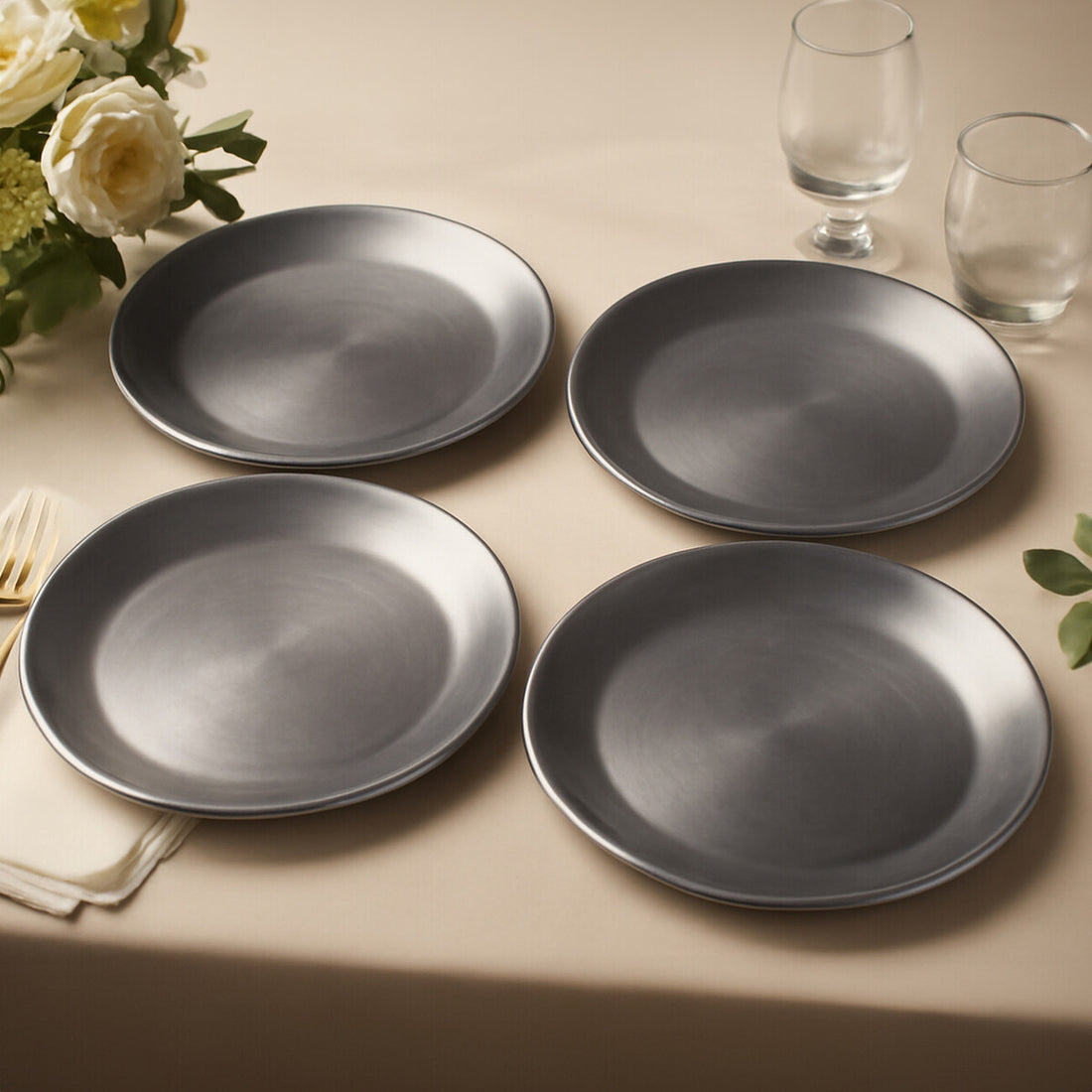 Paxton Set of Four 33cm Dia Silver Coupe Charger Plate - Image 4
