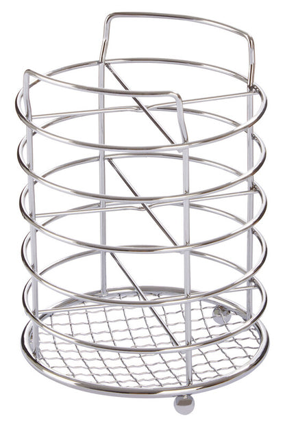 Metal wire basket with multiple tiers on a white background