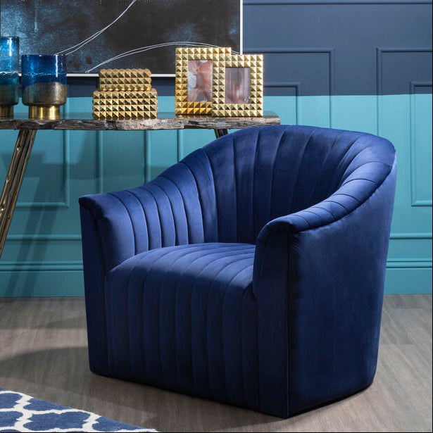 Opel Deep Blue Velvet Armchair