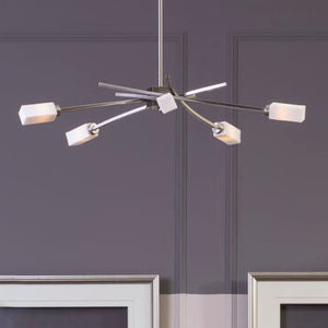 Abira Silver Finish and Frosted Glass 5 Bulb Pendant Light