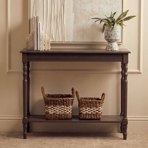 Heritage Dark Brown Wooden Console Table with Lower Shelf