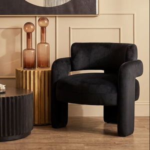 Parsac Black Velvet Curved Back Accent Chair
