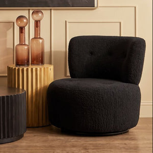 Parlan Black Fabric Curved Back Swivel Chair