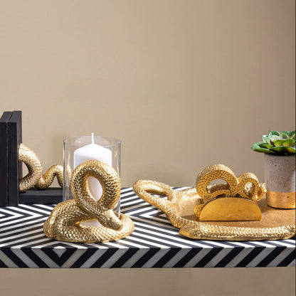 Serpent Gold Set of 4 Coasters with Holder