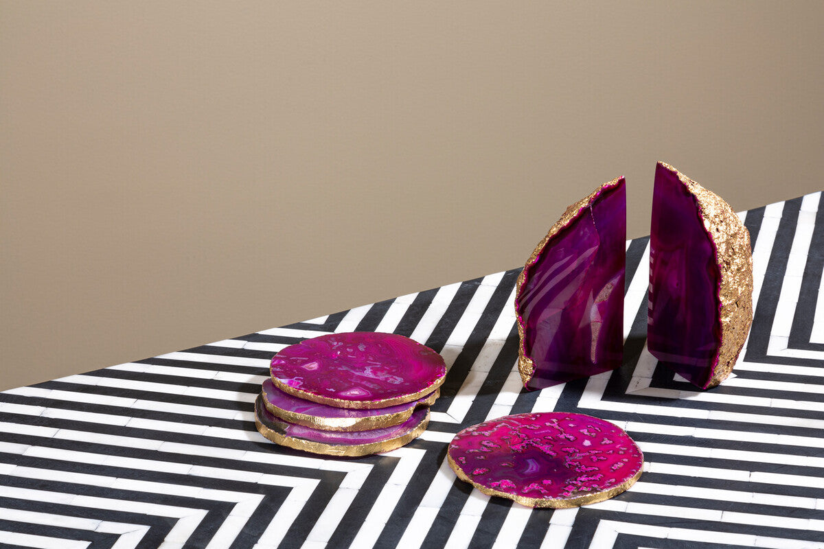 Bowerbird Agata Pink And Gold Bookends