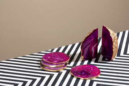 Bowerbird Agata Pink And Gold Bookends