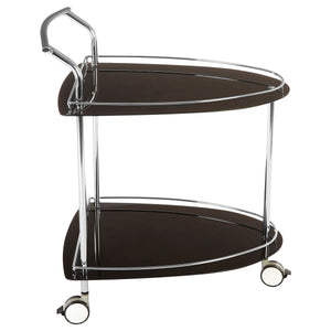 Adam Black Glass and Chrome Finish Serving Trolley