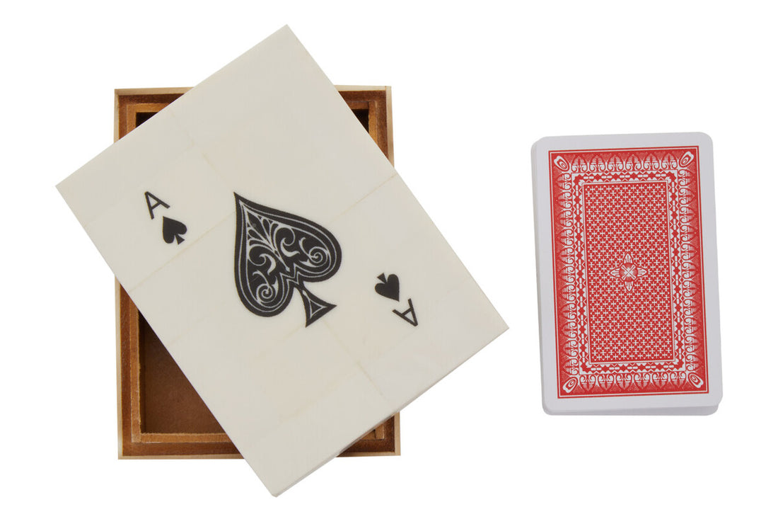 Churchill Games Cream and Black Single Card Box with Playing Cards
