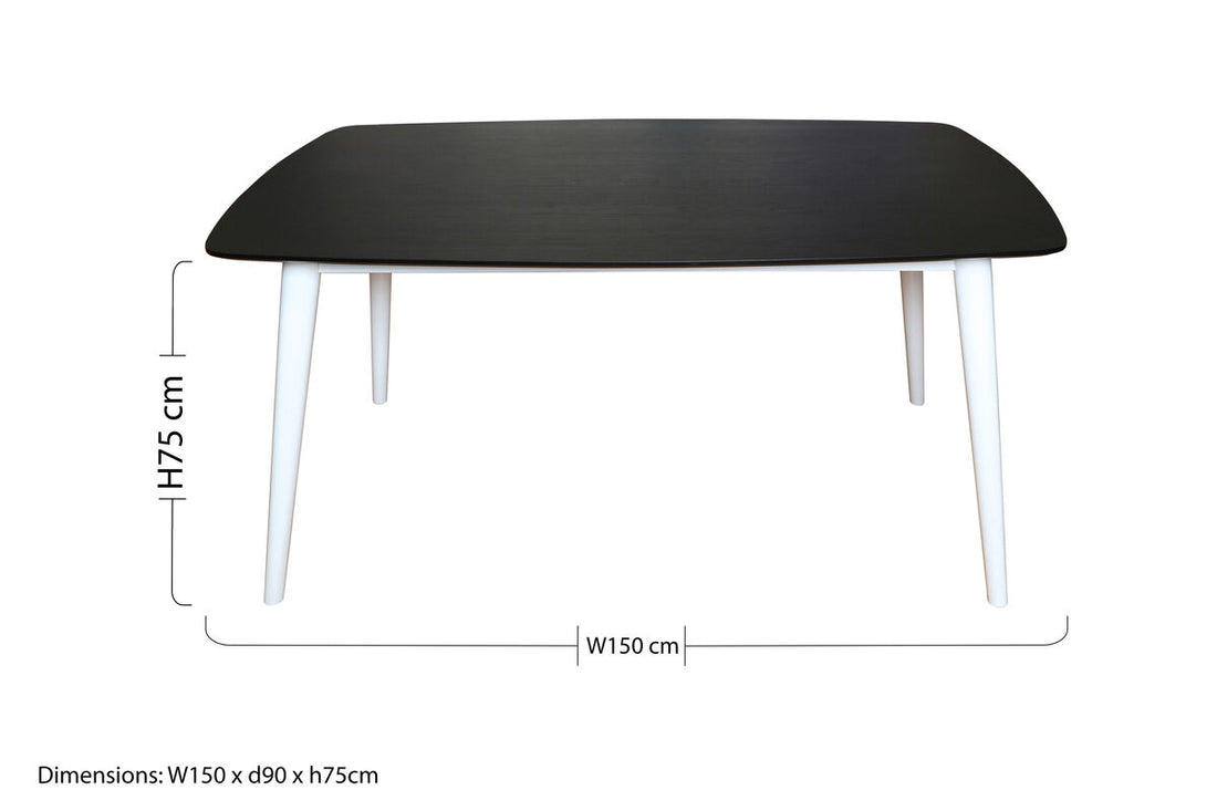 White and Black Ash Veneer Dining Table with Modern Style, Cassy