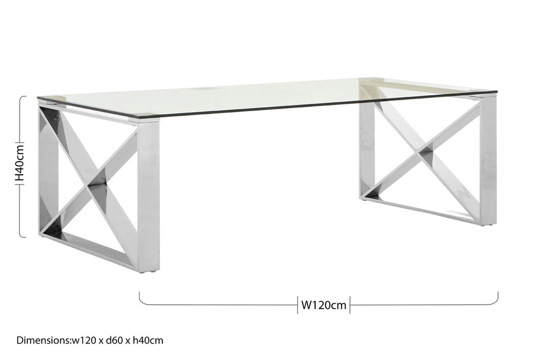 Allure Clear Glass Cross Legs Coffee Table