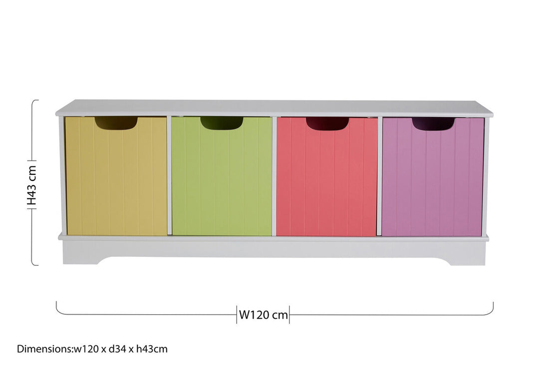 Isla Kids White 4 Coloured Boxes Storage Unit