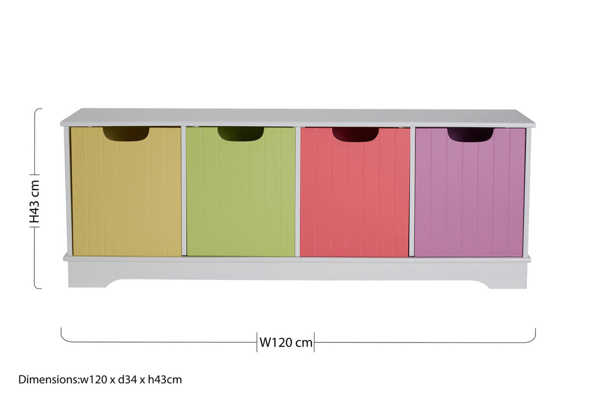 Isla Kids White 4 Coloured Boxes Storage Unit