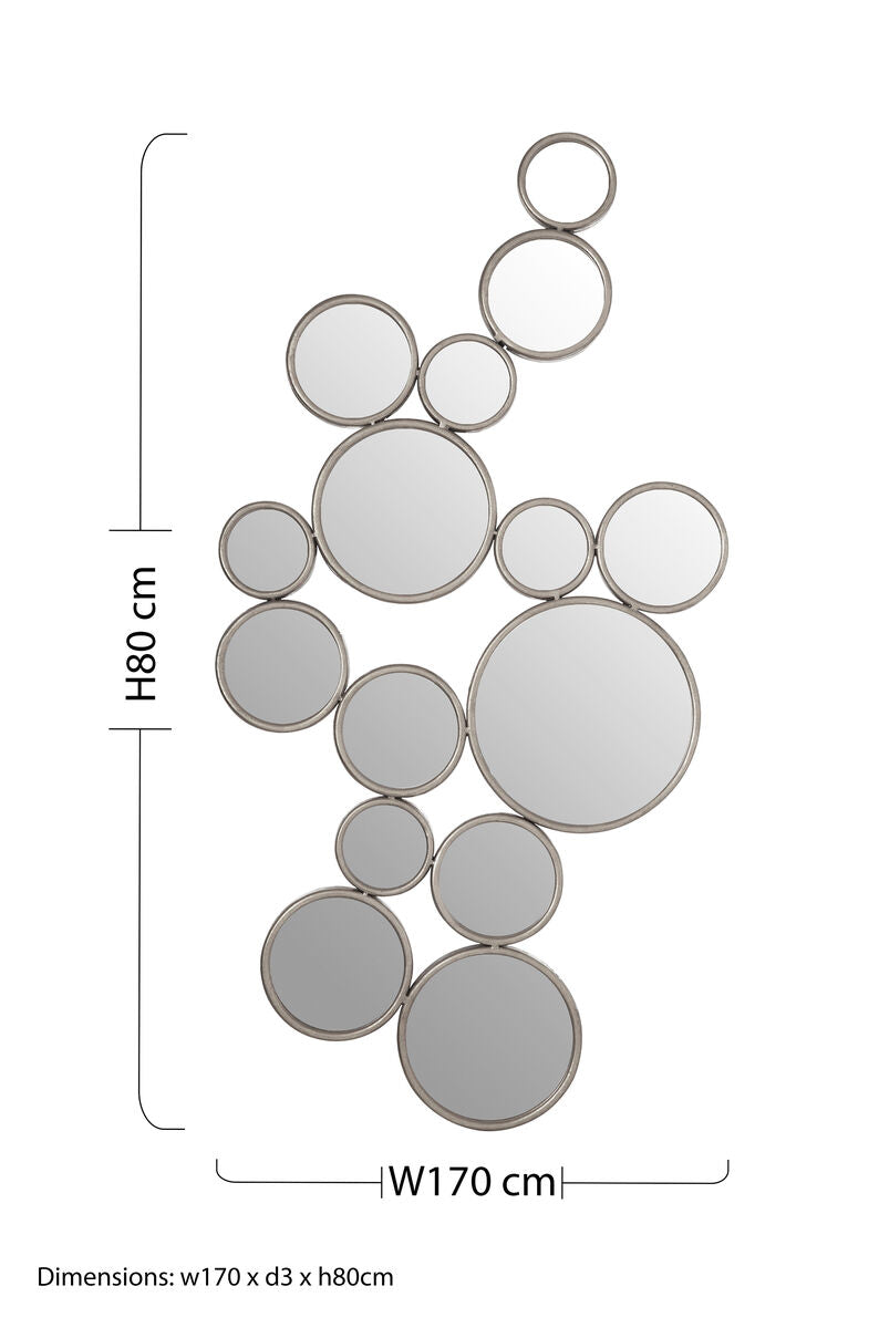 Zariah Large Silver Multi Circle Wall Mirror