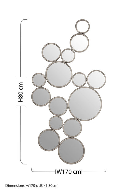 Zariah Large Silver Multi Circle Wall Mirror
