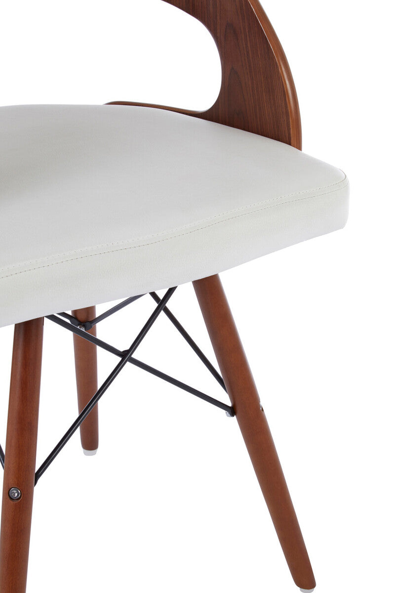 Parkar White Leather Effect Chair with Curved Back - image 7