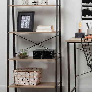 Bradbury Grey Oak Veneer 4 Tier Ladder Shelf Unit