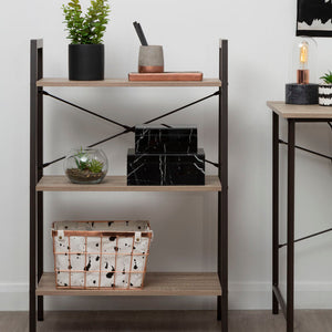 Bradbury Grey Oak Veneer 3 Tier Ladder Shelf Unit