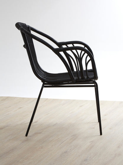 Black Natural Rattan Chair with Raised Sides | Lagom