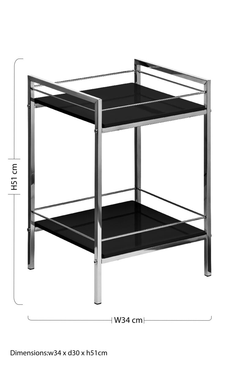 Quincy 2 Tier Black High Gloss Shelf Unit