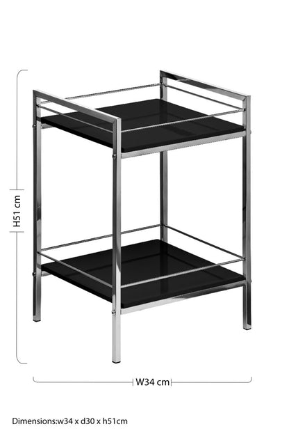 Quincy 2 Tier Black High Gloss Shelf Unit