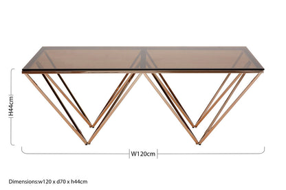Allure Champagne Metal Prismatic Legs Coffee Table