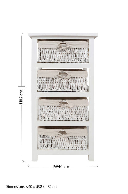 4 Maize Baskets White Storage Unit