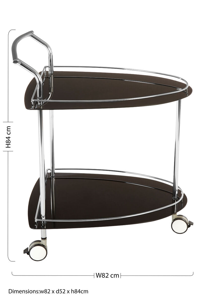Black Tempered Glass Serving Trolley | Adam