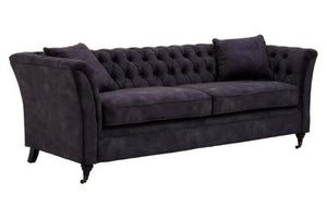 Sabrina Three Seat Grey Velvet Sofa