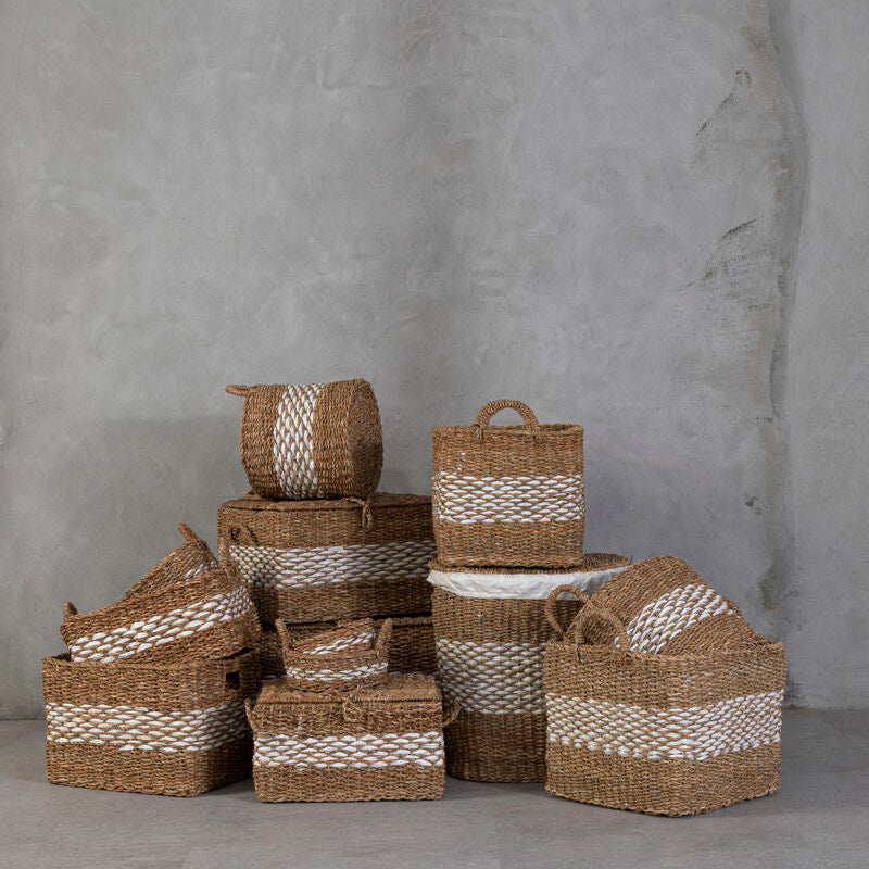 Oval Multi Seagrass Basket With Lid