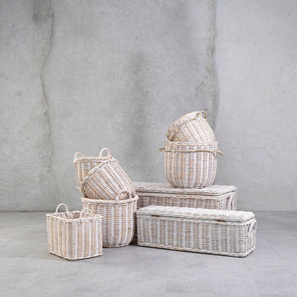 Argento Whitewash Rattan Storage Baskets Set of Three - Image 2